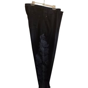 Lane Bryant Super Stretch Dark Denim Floral Ankle Jeans